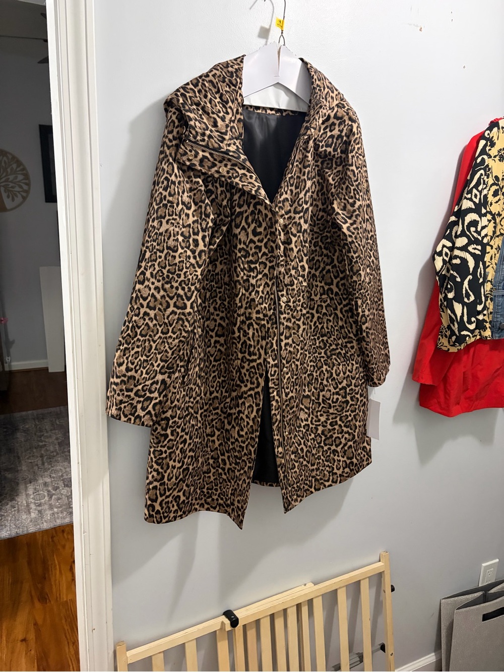 Michael Kors Leopard Print Rain Jacket- Brown & Black